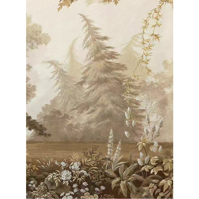 Not Yet Made - Made To Order 36" * H108" * 5ps, Vintage Hand-Painted Tropical Jungle Wallpaper, Antique Tropical Mural Wallpaper For Sale - Image 5 of 6