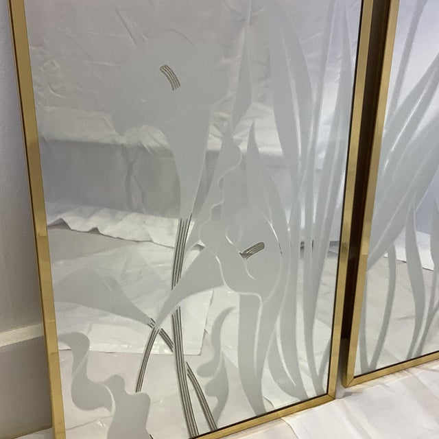 1970s Engraved Art Nouveau Style Mechanical Mirror Works Floral