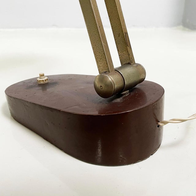 Mid-Century Italian Modern Adjustable Desk or Table Lamp in Brown Metal, 1930s For Sale - Image 18 of 18