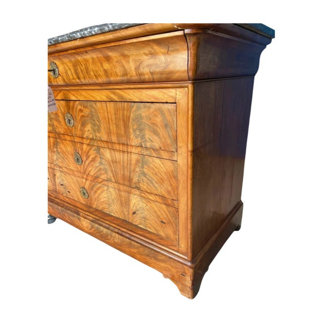 19th Century Louis Philippe Walnut Commode With Marble Top For Sale - Image 11 of 12