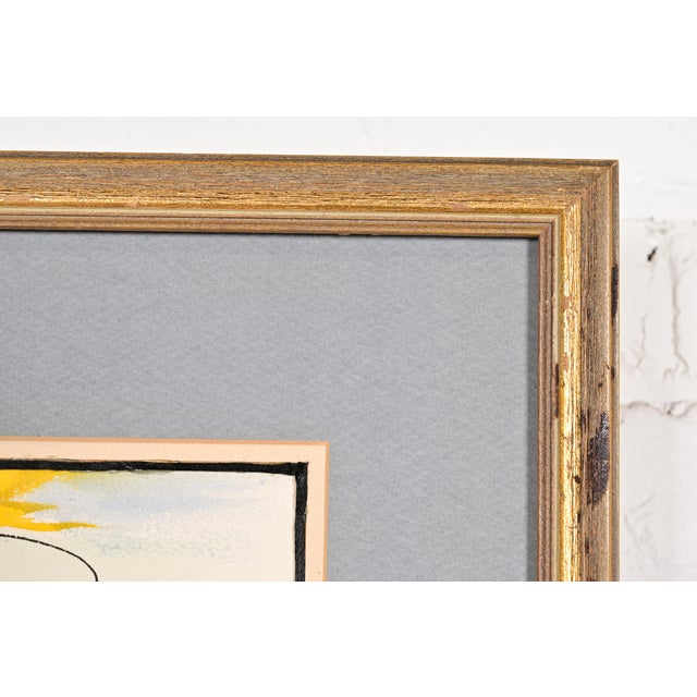 Wood Original Artist Signed Abstract Housescape Framed Watercolor Painting For Sale - Image 7 of 10