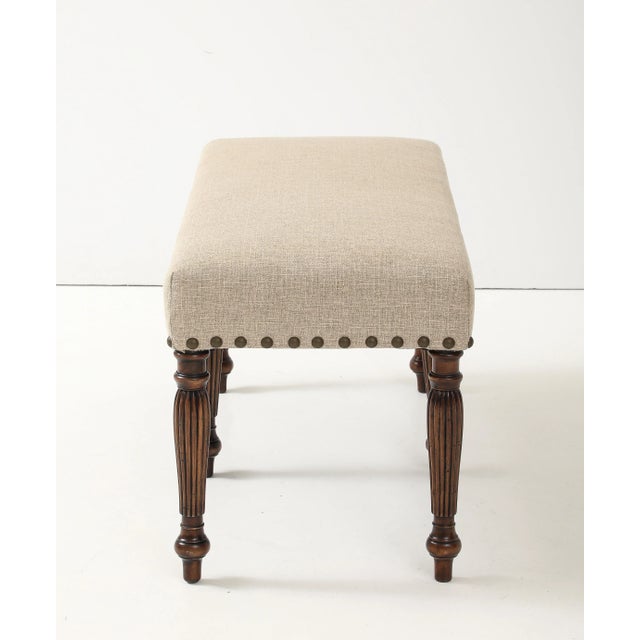 Linen Bench With Reeded Turned Legs For Sale - Image 10 of 11