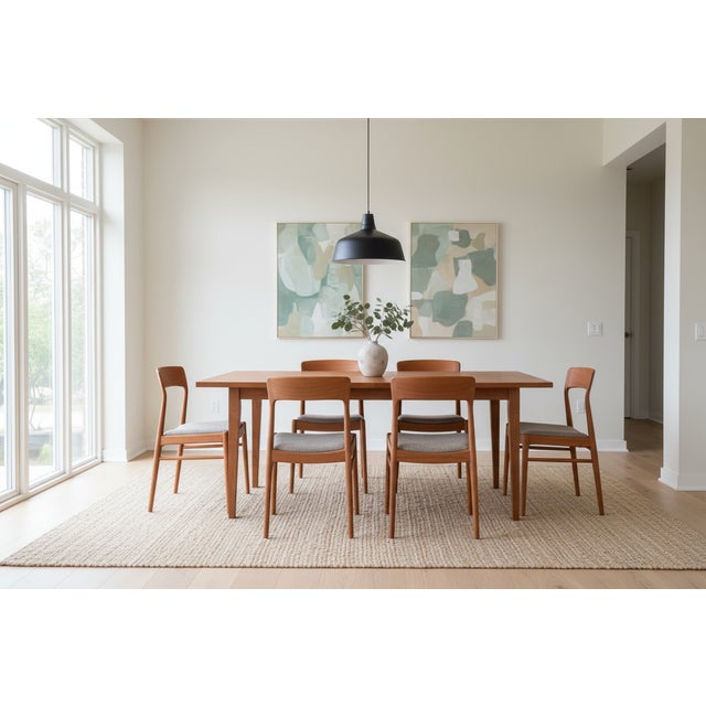 Teak and Bouclé Chairs by Henning Kjærnulf for KS Møbler, 1960s, Set of 4 For Sale - Image 16 of 17