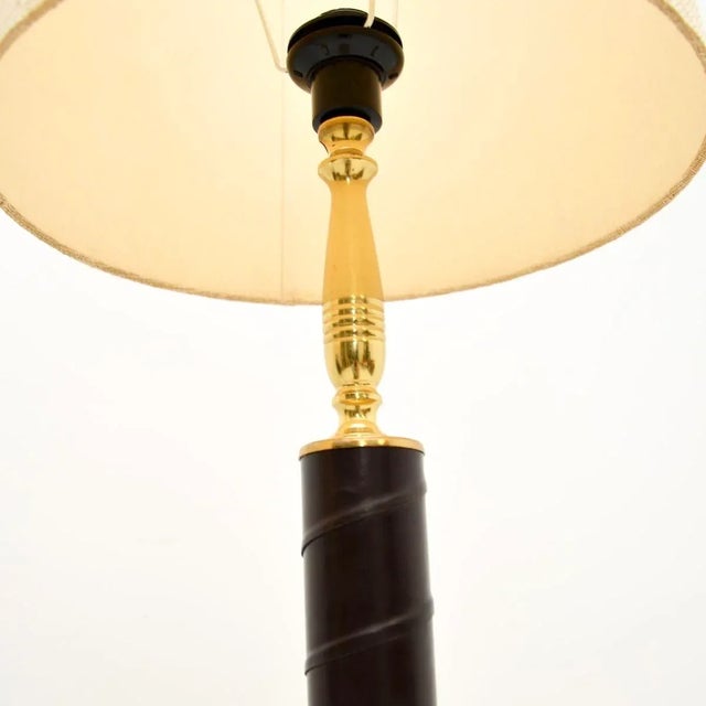 Brown Vintage Swedish Leather Bound Brass Floor Lamps, 1970s, Set of 2 For Sale - Image 8 of 13