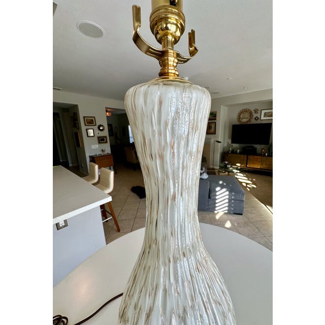 Large Single Murano White Bubbles Copper Aventurine Glass Table Lamp For Sale - Image 11 of 12