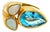Mid 20th Century Blue Topaz & Fire Opal 18k Yellow Gold Floral Ring - Size 7.5 For Sale