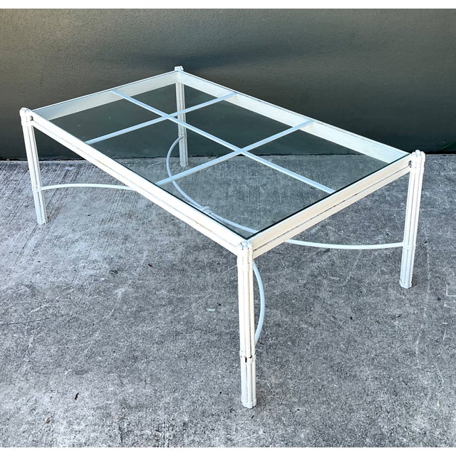 Late 20th Century Vintage Metal and Glass Coffee Table For Sale - Image 5 of 12