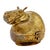 A whimsical mid-century modern heavy brass figural trinket box sculpted in the form of a plump, stylized hippopotamus....