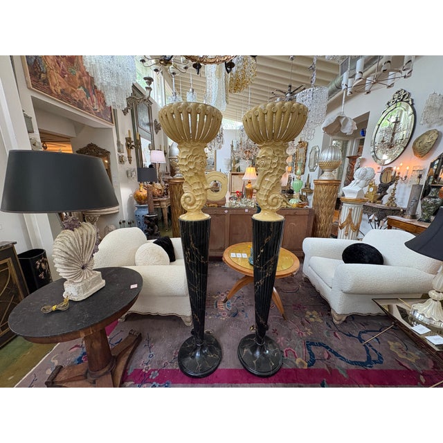 1940s French Serge Roche Attributed Seahorse Torchieres - a Pair For Sale - Image 13 of 16