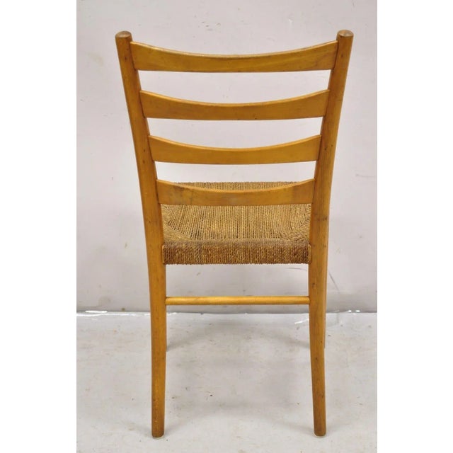 Mid 20th Century Vintage Gefa Gemla Mid Century Swedish Modern Ladderback Rush Seat Side Chair For Sale - Image 10 of 11