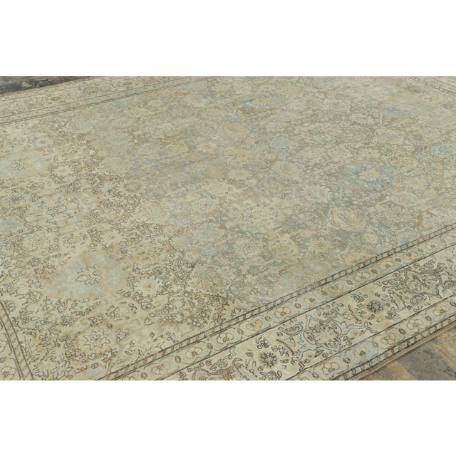 Rug & Kilim Antique Persian Kerman Lavar Rug in Ivory and Sky Blue Floral Design - Rug & Kilim For Sale - Image 4 of 7