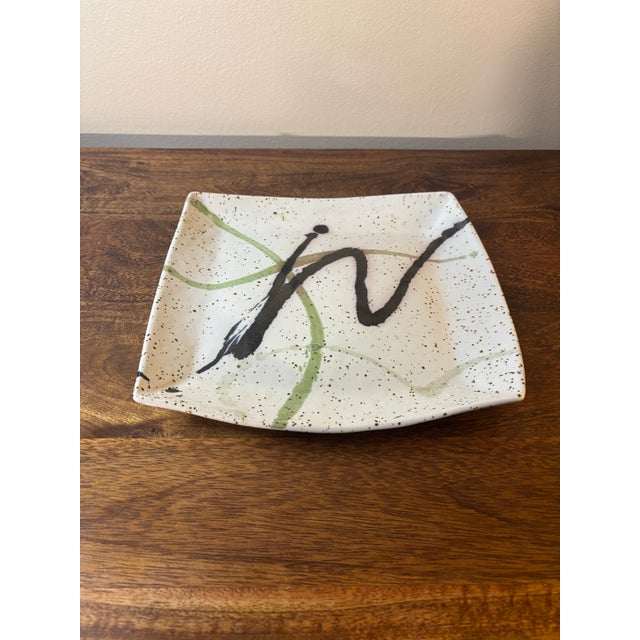 Vintage Mid-Century Studio Pottery Abstract Decorative Plate For Sale - Image 4 of 5