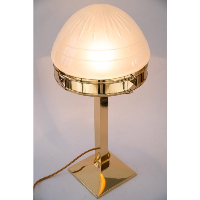 Gold Art Deco Table Lamp with Glass Shade, Vienna, 1920s For Sale - Image 8 of 18