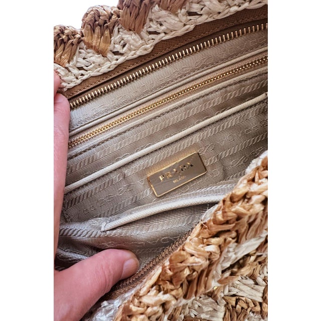 Textile Vintage Prada Raffia Clutch For Sale - Image 7 of 10