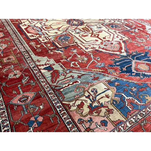 Antique Persian Serapi Rug 9'11" X 13’4" For Sale - Image 9 of 15