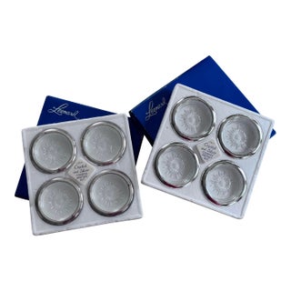 Made in Italy Leonard Florence Silverplate & Crystal Coasters - Set of 8 For Sale