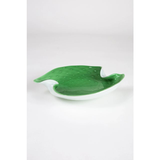 1950's Two Tone Mint Green Murano Controlled Bubble Glass Catchall For Sale In Raleigh - Image 6 of 6