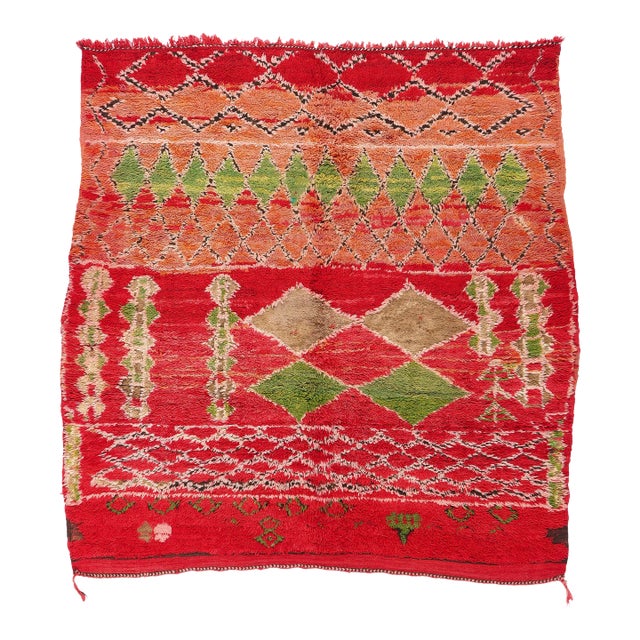 Vintage Red Beni M'Guild Moroccan Rug - 06'06 X 06'06 For Sale