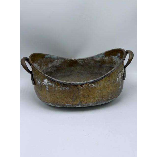 Antique Hammered Brass Cache Pot For Sale - Image 9 of 9