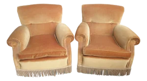 Vintage Italian Living Room Set in Velvet, 1950s, Set of 3