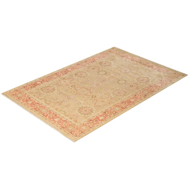 Olive Vintage Traditional Hand Knotted Wool Area Rug, Olive - 6'1" X 9'0" For Sale - Image 8 of 9