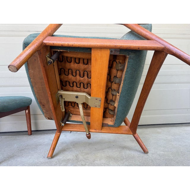 Mid-Century Modern Folke Ohlsson Dux Teak Oak Danish Modern Lounge Chair Ottoman Recliner Vintage For Sale - Image 3 of 11