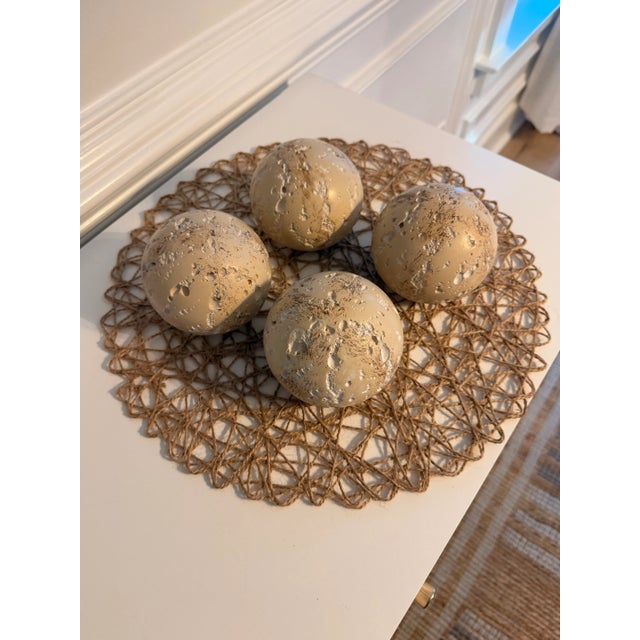 Jaru Set of 4 Jaru Cast Stone Textured Decorative Spheres For Sale - Image 4 of 5