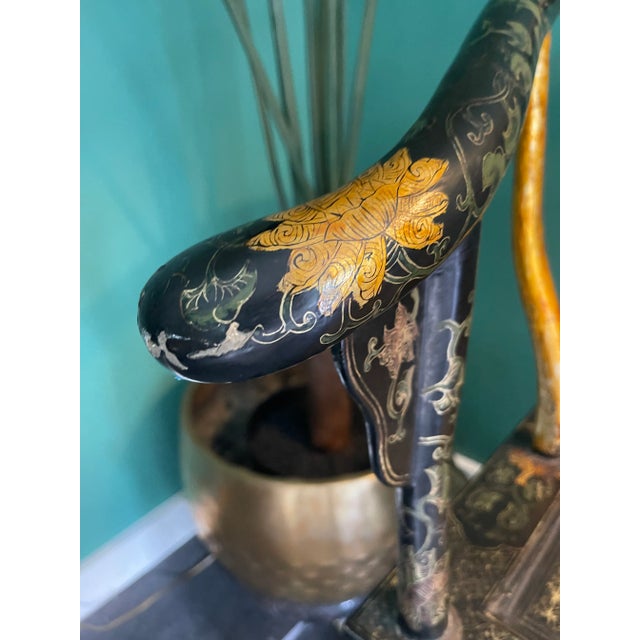 Mid 20th Century Chinese Black Decorated Ming Horseshoe Back Chair For Sale - Image 10 of 13