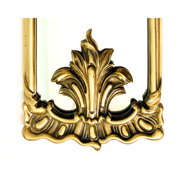 Metal Vintage Heavy Cast Brass Wall Mirror — Rococo Revival / Hollywood Regency Style For Sale - Image 7 of 11