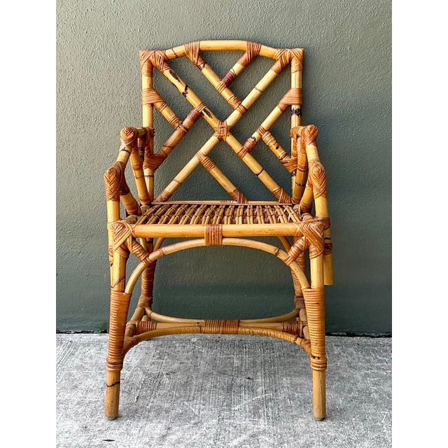 Vintage Chinese Chippendale Bamboo Armchair For Sale - Image 11 of 12