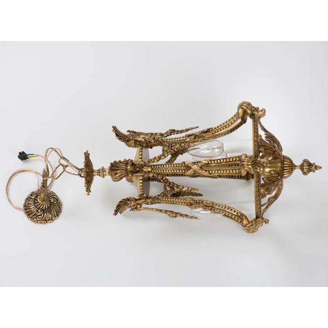 1950s Spanish Brass 3 Light Chandelier For Sale - Image 4 of 10