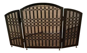 Iron Three Panel Freestanding Fireplace Screen