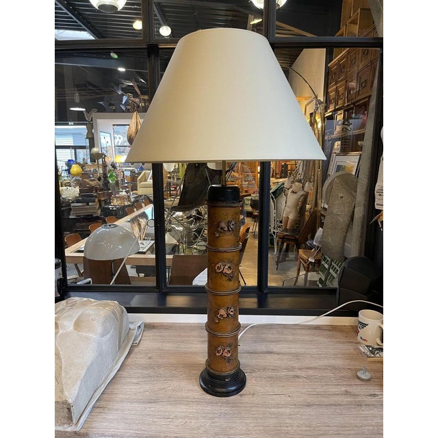 Arts and Crafts Living Room Lamp in Wallpaper Roll with Lampshade, France, 1900s For Sale - Image 16 of 16