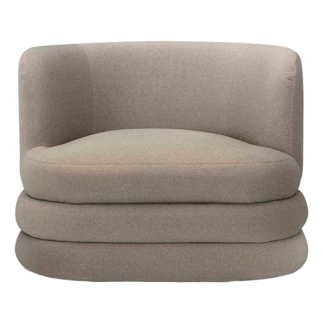 Taupe Astor Taupe Faux Mohair Swivel Hotel Lounge Chair For Sale - Image 8 of 8