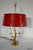 Louis XVI Style Brass Bouillotte Lamp with Red Lampshade, 1890s For Sale - Image 12 of 18