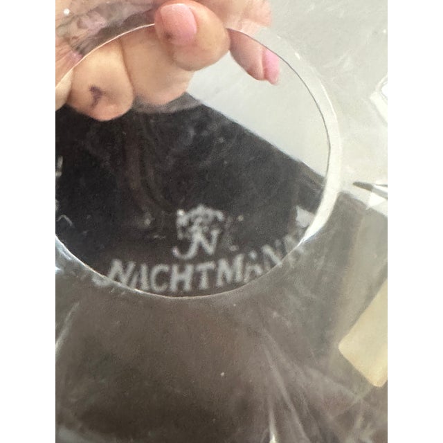 Vintage 1960s Nachtmann Germany 24% Lead Crystal 6" tall bowl vase, crafted from crystal with intricate elegant design.