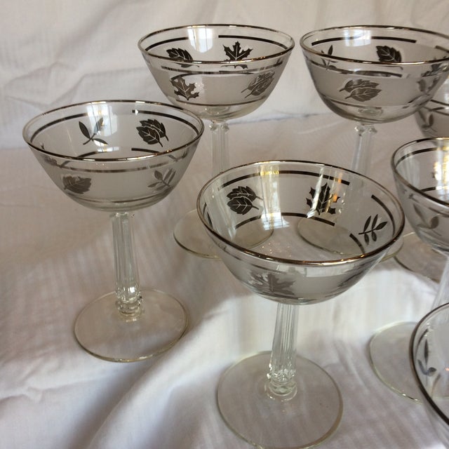 Vintage Libbey Silver Leaf Blown Glass Champagne/Sherbet Glasses Set