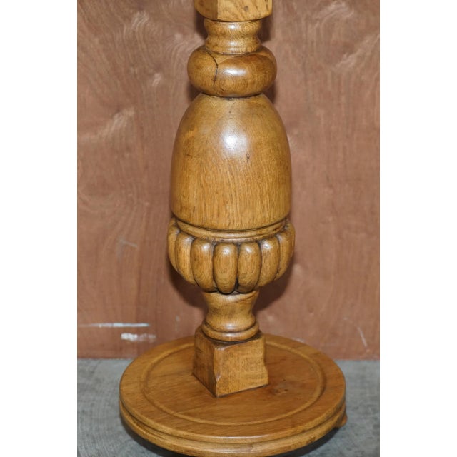 Vintage English Light Oak Pedestal Jardiner For Sale - Image 4 of 10