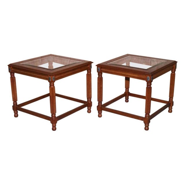 Regency Style Glass Top Side Tables, Set of 2 For Sale - Image 10 of 10