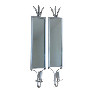 1930s Mirrored Art Deco Aluminum Wall Sconces by Palmer Smith - a Pair For Sale