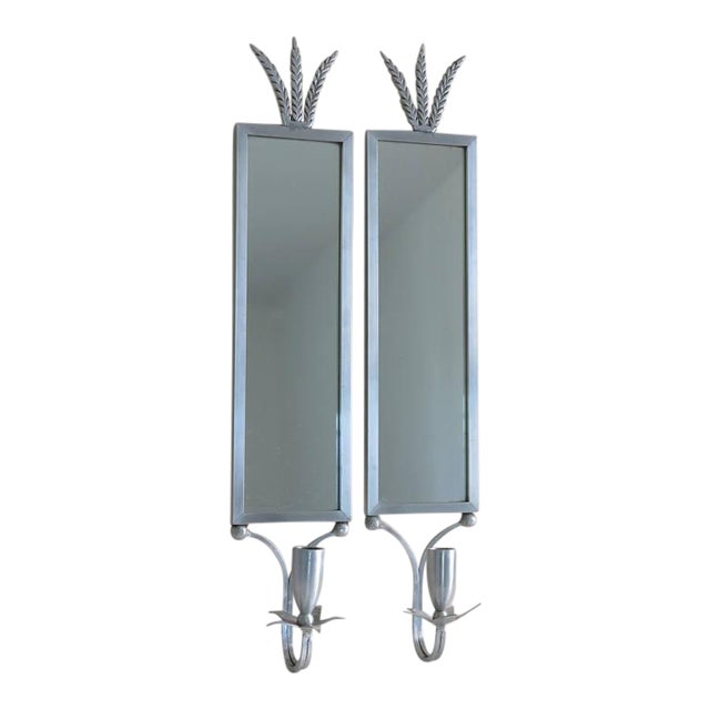 1930s Mirrored Art Deco Aluminum Wall Sconces by Palmer Smith - a Pair For Sale