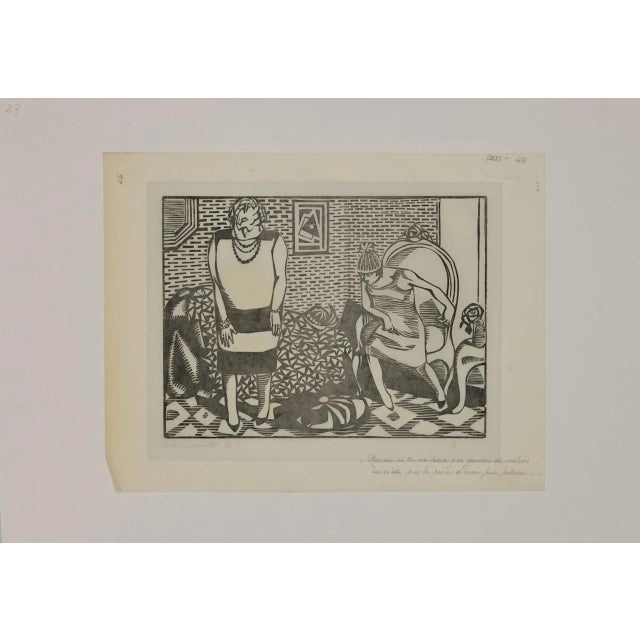 The Conversation is an original Modern artwork realized by Hermann-Paul (Paris,1864 – 1940). Original woodcut ph on paper....