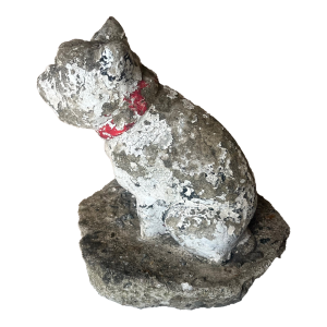 Antique Weathered French Bull Dog Concrete Dog Statue, C. 1940's