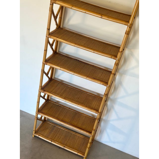 Wood Wicker and Bamboo Bookcase, 1970s For Sale - Image 7 of 11