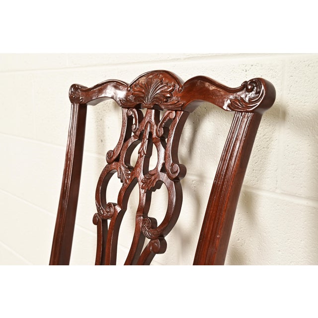 Ethan Allen Chippendale Carved Mahogany Side Chairs or Dining Chairs, Pair For Sale In South Bend - Image 6 of 13