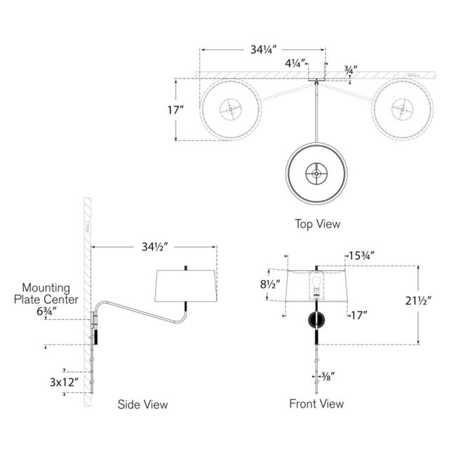 Canto Grande Swinging Wall Light in Polished Nickel with Linen Shade Designer: Thomas O'Brien Finish: Polished Nickel...