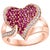Modern 2 Carat Ruby and 0.75 Carat Diamond 18 Karat Rose Gold Heart Shape Ring For Sale - Image 3 of 8