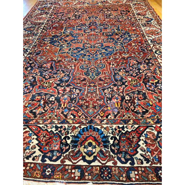 Vintage Oversize Persian Bakhtiari Rug, Hand-Knotted Wool, Geometric Pattern, Burgundy & Ivory, 11x15 For Sale - Image 9 of 16