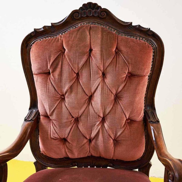 Vintage Wooden and Velvet Armchairs, Set of 2 For Sale - Image 5 of 9