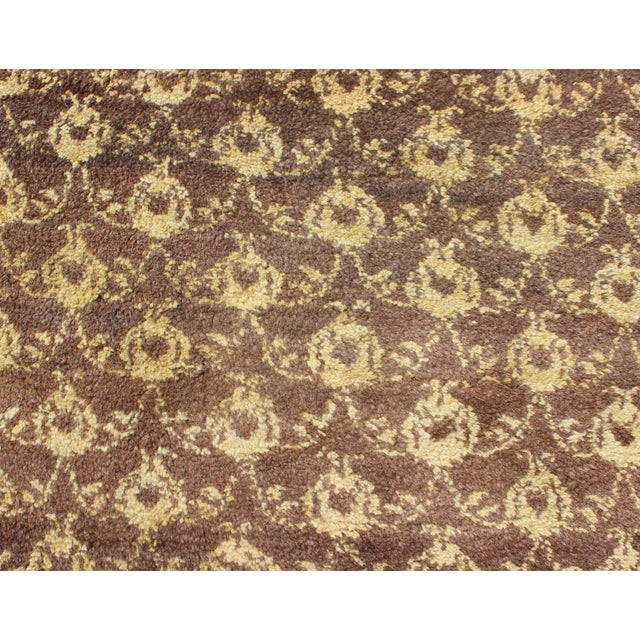 Brown Vintage Turkish Tulu Rug With Repeating Ivory Motifs on Faded Chocolate Brown 3′2″ × 6′3″ For Sale - Image 8 of 11